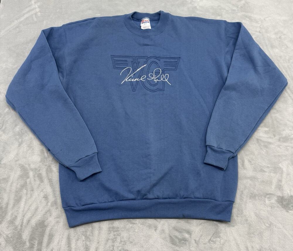 Vintage 90s Mens XL Faded Spell Out Vince Gill Band Country Music Sweatshirt